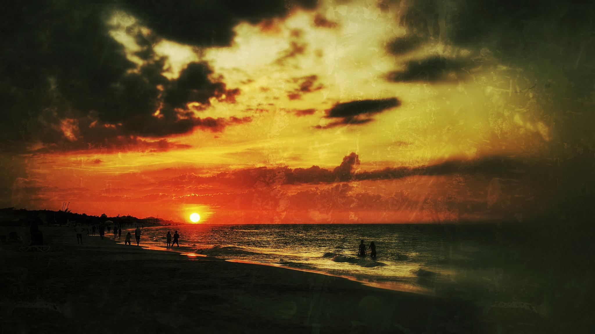 A sunset in Varadero, Cuba, circa 2011. Processing done with Snapseed.
