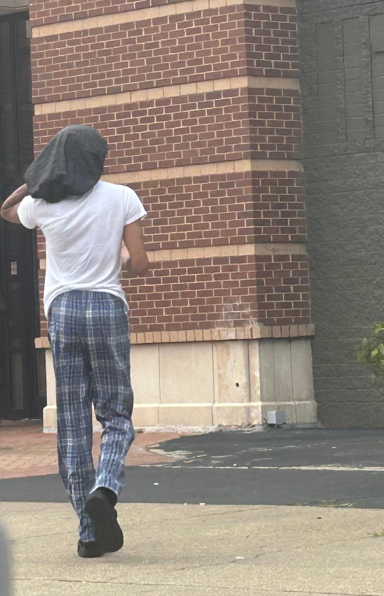 Keon walking into Patrick Henry Mall