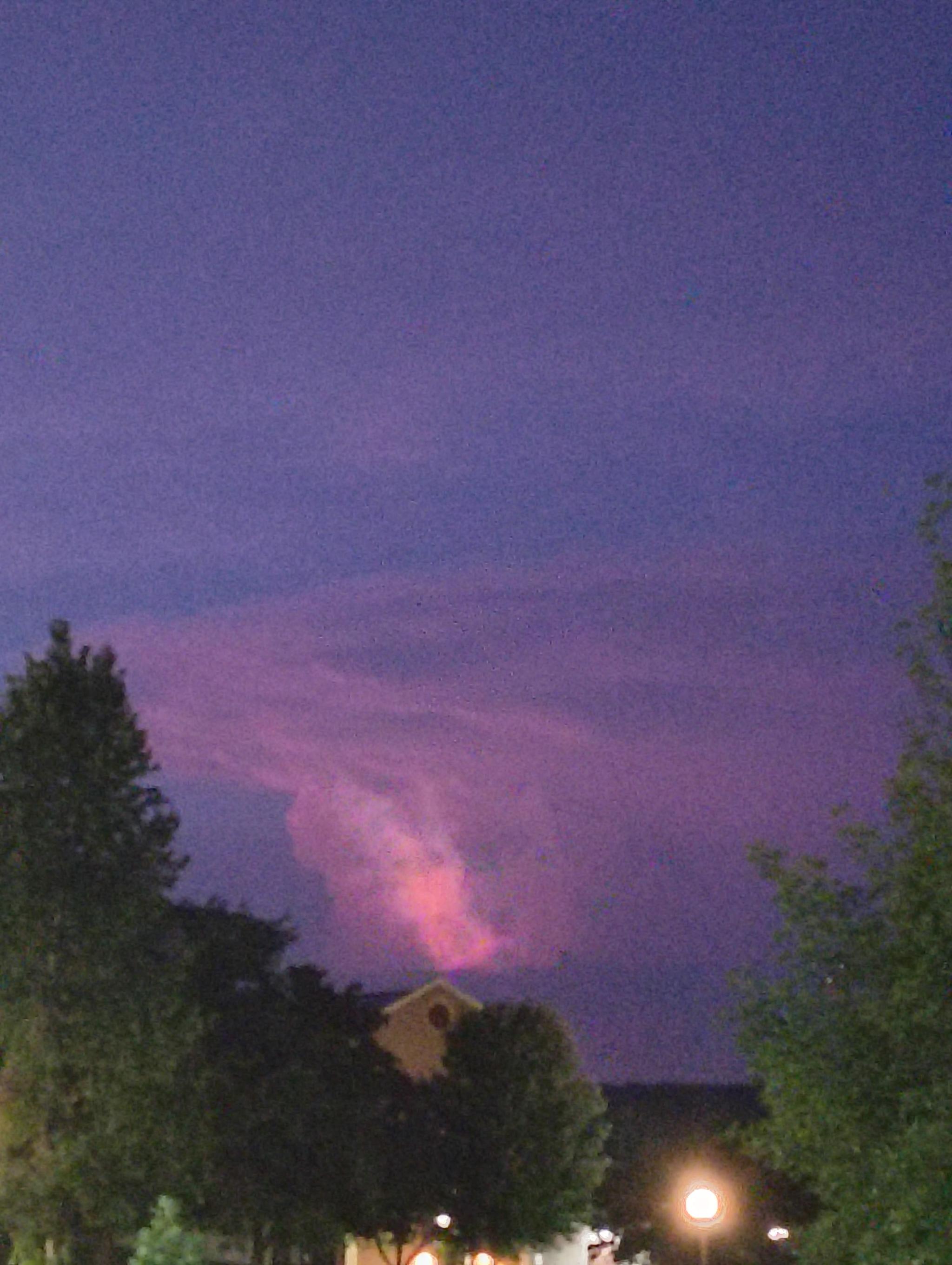A flash of red lightning