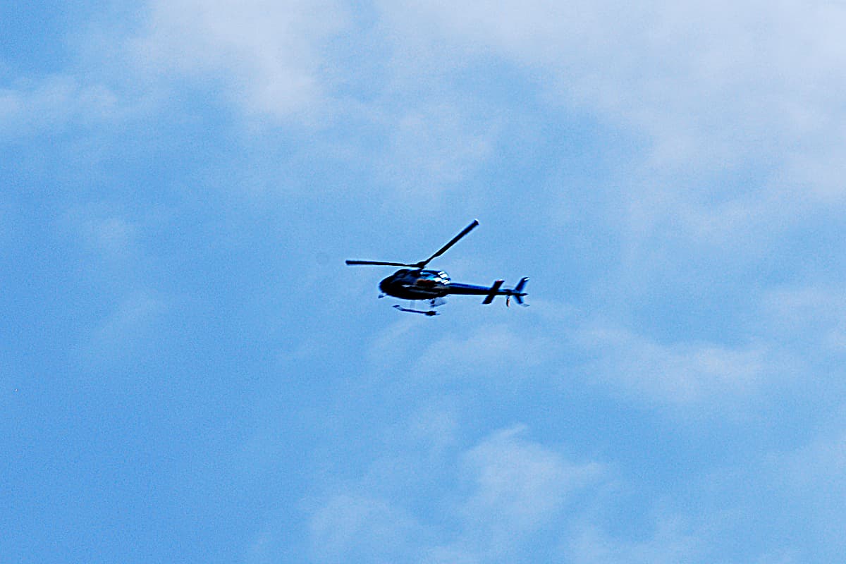 Spotter spotted. This helicopter was out looking for 'hot spots' that indicate a wildfire.