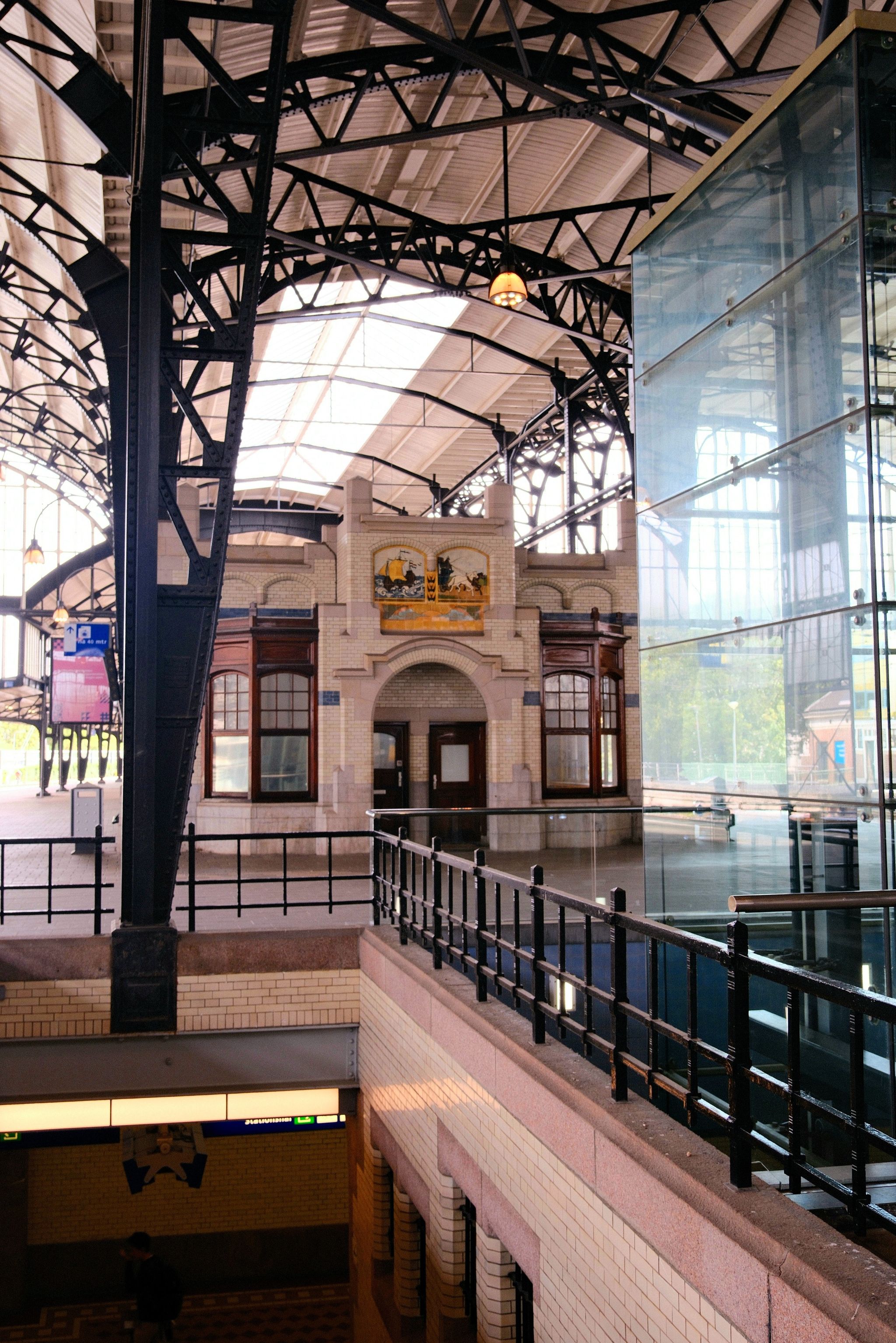 On a platform at the trainstation of Haarlem