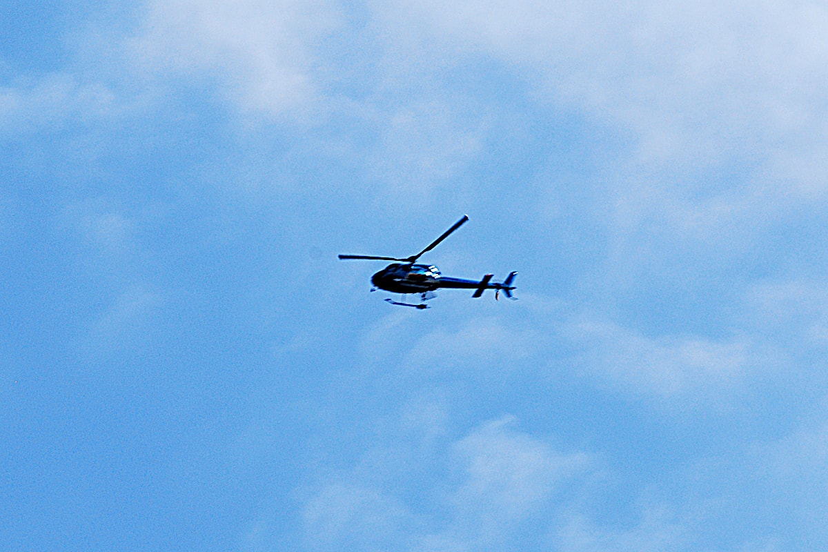 Spotter spotted. This helicopter was out looking for 'hot spots' that indicate a wildfire.
